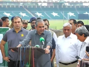 PCB Chairman Mohsin Naqvi visits Lahore’s Gaddafi Stadium.
